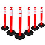 Traffic Safety Delineator Post - High-Visibility Orange | Stackable Design with Rubber Base | 45-Inch Traffic Delineator for Parking Barriers and Road Safety (6Pcs)