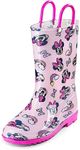 Disney Minnie Mouse Girls PVC Rainboots - Lightweight and Waterproof - Easy-On Handle - Pink - Toddler 10