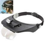 UNIVERSAL BUYER Adjustable Loupe ABS Headband Magnifying Glass with 1 Bulb Lites Head Ligh Light Lamp 1.2X 1.8X 2.5X 3.5X Lens (Black)