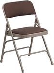 Flash Furniture 2 Pack HERCULES Series Curved Triple Braced & Double Hinged Brown Patterned Fabric Metal Folding Chair