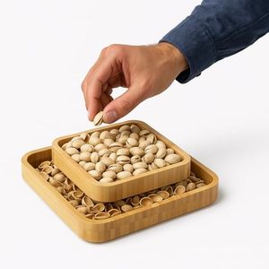 Pistachio Snack Bowl, Double Dish Holder Bowl Pedestal and Sunflower Seed Nut Bowl with Shell Storage, Magnetic Holder To Hold Together, 9.45 x 9.45 x 2.76 Gute Kitchen