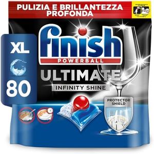 Finish Ultimate Infinity Shine Pastiglie Lavastoviglie, 80 Capsule Lavastoviglie, Detergenti per Lavastoviglie contro lo Sporco e i Residui Incrostati (Confezione da 2)