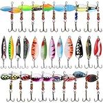 Fishing Lures Kit for Trout - 30pcs/Box Fishing Spoons Spinners Spoon Lures for Pike Variety Kit Hard Metal Fishing Baits Colorful Fishing Lure for Pike Trout Salmon Walleye