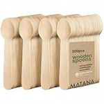 MATANA 100% Natural Bamboo Wooden Spoons 5.5" Inch/ 14cm (200 Pack) Compostable Cutlery, Biodegradable Utensils for Garden Party, Summer Events, Catering, Takeaway