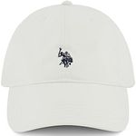 U.S. Polo Assn. Small Polo Pony Logo Baseball Hat, 100% Cotton, Adjustable Cap, White, One Size