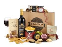 Thornton and France Wine and Cheese Gift Set With Red Wine & English Artisan Cheese | Luxury Wine Hampers Gift Baskets | Christmas Couple Gifts | 8 Delicious Items