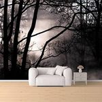 Dark Misty Eerie Forest Peel & Stick Wallpaper Removable Self-Adhesive Large Wallpaper Roll 3D Wall Mural Sticker Home Decor for Living Room Bedroom