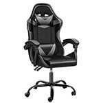 YSSOA Gaming Chair, Backrest and Seat Height Adjustable Swivel Recliner Racing Office Computer Ergonomic Video Game Chair with Headrest Lumbar Support, Black/Grey