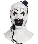 Junova Terrifier Art The Clown Mask Adult Realistic Creepy Pennywise Full Face Mask Scary Halloween Cosplay Prop (White)