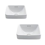 KRAUS Elavo Square Semi-Recessed Vessel White Porcelain Ceramic Bathroom Sink with Overflow, 16 1/2 inch KCR-281