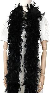 Larryhot 45g Black Feather Boa - 2 Yards Turkey Boa Feathers for Party Bulk,Halloween,Wedding,Centerpieces ,Concert,Costume and Home Decoration(45g-Black)