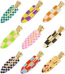 Mini Skater 9Pcs No Bend Hair Clips 2.36" Bang Seamless Hairpin No Crease Curl Pin Clip Duckbill Hair Barrette Accessories for Women Girls Hair Styling and Makeup Application,Checkerboard Style