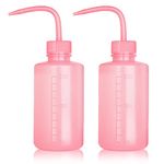 Melphoe Tattoo Wash Bottle Squeeze 2Pcs 250ml Squirt Bottle Succulent Watering Can, Safety Rinse Bottle, Plastic Squeeze Medical Lab Washing Bottle, Tattoo Supplies, Lash Water Bottle Squeezer(Pink)