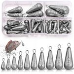 Annyswit 40 Pcs Small Fishing Weights Mixed 10 Sizes 3.5g 5g 7g 10g 15g 20g 25g 30g 40g 50g Deep Sea Fishing Weights Iron Fishing Sinkers Weights with Swivel for Deep Water & Floating & Sea Fishing