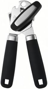 Manual Can Opener, Handle for More Comfortable Grip, Hand Can Opener with Sharp Blade Smooth Edge, Heavy Duty Can Opener Smooth Edge, Bottle Opener Easy to Use, Black