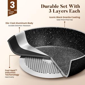 Kitchen Academy 17-Piece Cookware Set – Non-Stick Pots and Pans