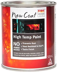 New Coat High Temp Paint 500ml Restores That Black Satin Finish to Stoves, Flues and BBQs Perfect for Heat-Exposed Metal That’s Rusting or Needs a Fresh Coat