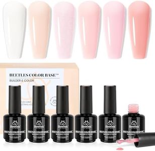 Beetles Color Base Gel Nail Polish, 6 Colors Base Color Gel Polish Nude Base Gel Polish Porcelain Doll Pink Nail Polish Nude Gel Polish Neutral Sheer Colors Strengthener French Tip