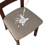 Genina Waterproof Seat Covers for Dining Room Chairs Covers Dining Chair seat Covers Kitchen Chair Covers slipcovers (Taupe, 6 Pcs)