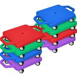 8 Pieces Sports Scooter Board Bulk Sitting Scooter Board Plastic Casters with Handles Sport Flat Scooter for Kids Children Gym Indoor Outdoor Activities Play Equipment (Classic Color)