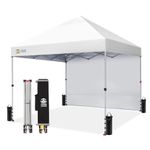 CROWN SHADES 8x8 Pop Up Canopy with 1 Side Wall - Canopy Tent with One Push Setup - Outdoor Pop Up Canopy for Events, Parties, Camping - Gazebo Tent with STO-N-Go Cover Bag (White)