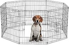 UNDERDOG 8 Panel Playpen Suitable for Dogs/Puppies/Cats & Rabbits foldable ideal for Indoor/Outdoor use puppy play pen (76cm, Black)