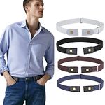 WERFORU 4 Pieces Men's No Buckle Belts Buckle Free Belt No Show Elastic Belts Durable Adjustable Invisible Waist Belt Buckless Stretch Belt Black/Coffee/Blue/Grey