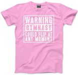 Warning Gymnast Could Flip at Any Moment - Kids T-Shirt - Funny Gymnastics Club Sport Squad 7-8 Years Pink