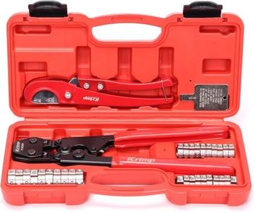 iCrimp PEX Pipe Clamp Crimping Tool Kit Cinch Crimper Tool for Stainless Steel Clamps from 3/8-inch to 1-inch with 1/2-inch 20pcs and 3/4-inch 10pcs SS PEX Clamps