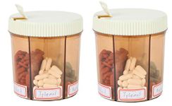 Trenton Gifts 6-Compartment Pill Box for Supplements, Medicine Organizer for Men and Women. 2 Pack. 4" H X 4" Diam. Self Adhesive Labels