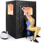 IvyBess Upgraded Portable Sauna for Home, Steam Sauna Box for Relaxation, Detoxification, Personal Sauna with 1000W 2.6L Steamer, 35”x 35”x 51”, Black