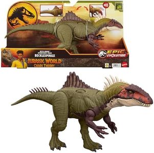 Mattel Jurassic World: Teoría del Dinocaos Netflix - Becklespinax Batalla de rugidos, Figura de acción de dinosaurio de juguete con sonidos, serie Epic Evolution, +4 años, HXF52