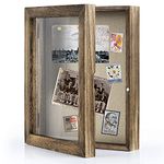 Love-KANKEI Shadow Box Display Case 8 x10 - Shadowbox Picture Frame with Linen Back Memorabilia Awards Medals Photos Carbonized Black