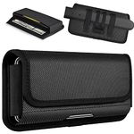 ykooe Horizontal Nylon Phone Holster for iPhone 15/14/13/12/11/Pro/Max Belt Clip Pouch for Samsung Galaxy S22,A51,A71,A70,S23 Ultra,Moto Smartphone (XL)