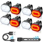 USB Rechargeable Bike Lights Set, Ultra Bright 2 LED Front and Back Rear Bicycle Light, IPX5 Waterproof Mountain Road Cycle Headlight and Taillight Set for Men Women Kids (4/6 Modes)-4 Sets