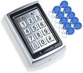 HFeng RFID Metal Access Control Keypad EM Card Reader with 10pcs EM4100 Keychains + Waterproof Protective Cover for Door Access Control System (Keypad+10 Keys)