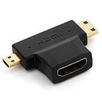 BUYFLUX 3 in 1 T Shape HDMI Female to Mini & Micro HDMI Male 90 Degree Multi Adapter Converter-Hdmi Female to Mini & Micro