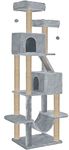 Mellifluous Multistory Kitten Large Cat Tree | Fur Fabric | Hammock | Hanging Balls | Condo | Ladder | Scratching Posts | Sisal/Jute Rope (Grey) (Height 76 Inch)