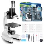 100X-1200X Kids Microscope Kit for Children: Kid Microscope for Teenagers STEM Biology Discovery - Science Experiments Microscopio Set with Slides, Metal Frame, Box Educational Gift For Child 8-12