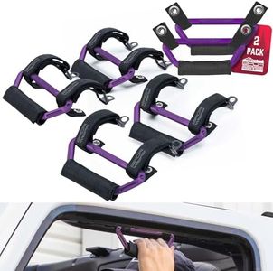 GPCA GP Grip Air Grab Handles Designed for 2024+ Jeep Wrangler JL 4xe w/Airbag Compatible - Aero-Grade Aluminum, Patented Foldable Design, Easy Installation – (4+2 Pack, Reign Purple)