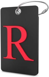 Luggage Tag Initial - Fully Bendable Tag w/Stainless Steel Loop (Black) (Letter R)