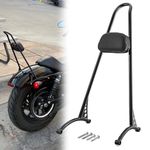 20" Tall Sissy Bar Backrest Pad Glossy Black Triple Polished Compatible with Harley 2004-2021 Sportster XL 883 1200 XL Models