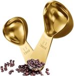 ANGEO Coffee Spoon Measuring Spoon Set - 304 Stainless Steel Spoons - Includes 15 ml and 30 ml Spoons, Coffee Measuring Spoon, 2 tbsp, for Coffee, Tea, Sugar, Coffee Beans, Protein Powder. (Gold)