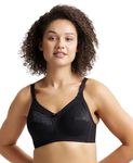 Jockey ES14 Women's Wirefree Non Padded Super Combed Cotton Elastane Stretch Full Coverage Plus Size Bra with Lace Styling and Adjustable Straps_Black_42C