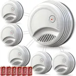 CRAZYTHUR Interconnected Smoke Detectors, 6 Pack Photoelectric Smoke Detector, 10-Year Battery Powered Wireless Interlinked Smoke Detectors&Fire Alarms(up to 200), LED Warning Light 85 dB Alarm Sound