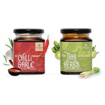 HUNAN AT HOME Chilli Garlic Herby Sauce Combo (),Sichuan Paste,Thai Herbs,No Msg,Stir Fry,100% Vegetarian,Chinese Cooking Sauce,Asian,Momo Dip,Marinade,Ready To Use Sauces,500 Grams