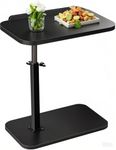 Bohodiy C Table End Table Adjustable Height,Laptop Table for Couch、Bed、Reading Nook,C Shaped End Table for Couch,360°Swivel TV Tray,Tables That Slide Under,Coffee SideTable-Black