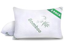 Memory Foam Pillows Queen Size Set of 2 - Cooling Bed Pillows for Sleeping - Back, Stomach, Side Sleeper Firm Pillow - Comfy Cool Shredded Memory Foam 2 Pack Queen Rayon Derived from Bamboo Pillows