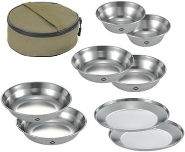 Camping Moon S395-2S Tableware, Camping Plate, Stainless Steel Tableware Set, 8 Piece Set, Canvas Case Included
