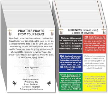 SADIKALO 100pcs Gospel Tracts - Bible Tracts for Salvation Christian Prayer Cards with Inspirational Bible Verses Pocket Plan Cards , 3.5 x 4.7 Inch